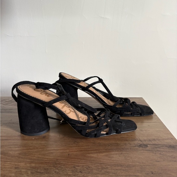 Sam Edelman Daffodil Black Suede Block Heels - Size 8.5 - Picture 3 of 8